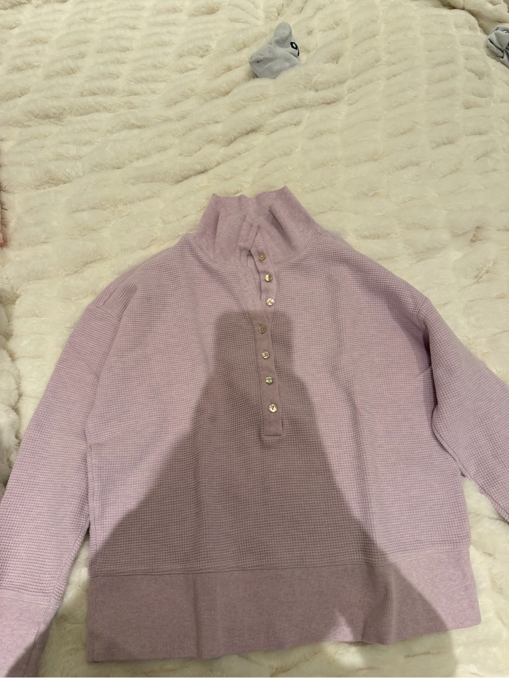 Negative Underwear Lilac Henley waffle Mock Neck Pullover